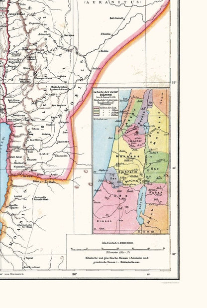 Historic Map - Palestine Israel - Droysen 1886 - 23 x 34.14 - Vintage Wall Art