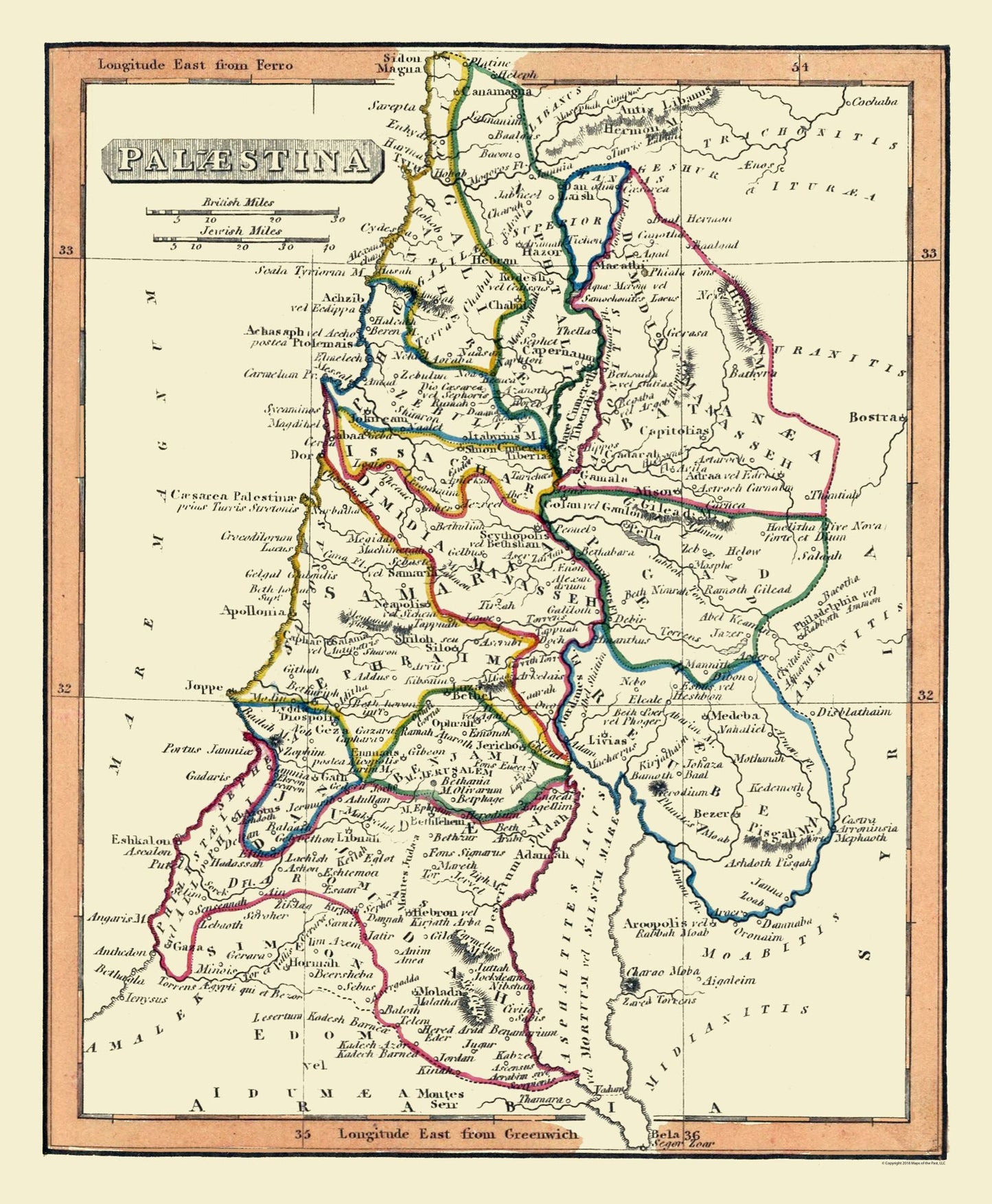 Historic Map - Palestine Israel - Fenner 1830 - 23 x 27.89 - Vintage Wall Art