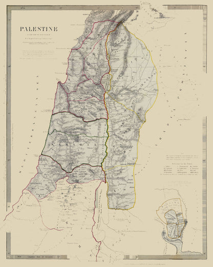 Historic Map - Palestine Israel - Chapman 1830 - 23 x 28.86 - Vintage Wall Art