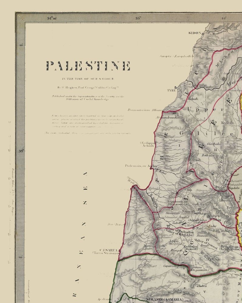 Historic Map - Palestine Israel - Chapman 1830 - 23 x 28.86 - Vintage Wall Art