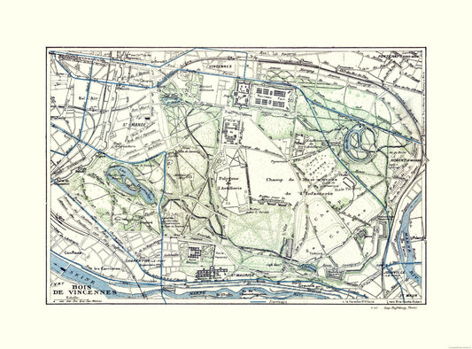 Historic Map - Paris France Bois de Vincennes - Colton 1921 - 31.12 x 23 - Vintage Wall Art