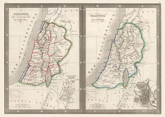Historic Map - Palestine Israel - Monin 1839 - 32.31 x 23 - Vintage Wall Art
