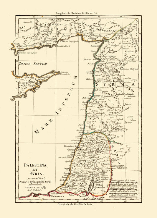 Historic Map - Palestine Syria - Santini 1794 - 23 x 31.82 - Vintage Wall Art