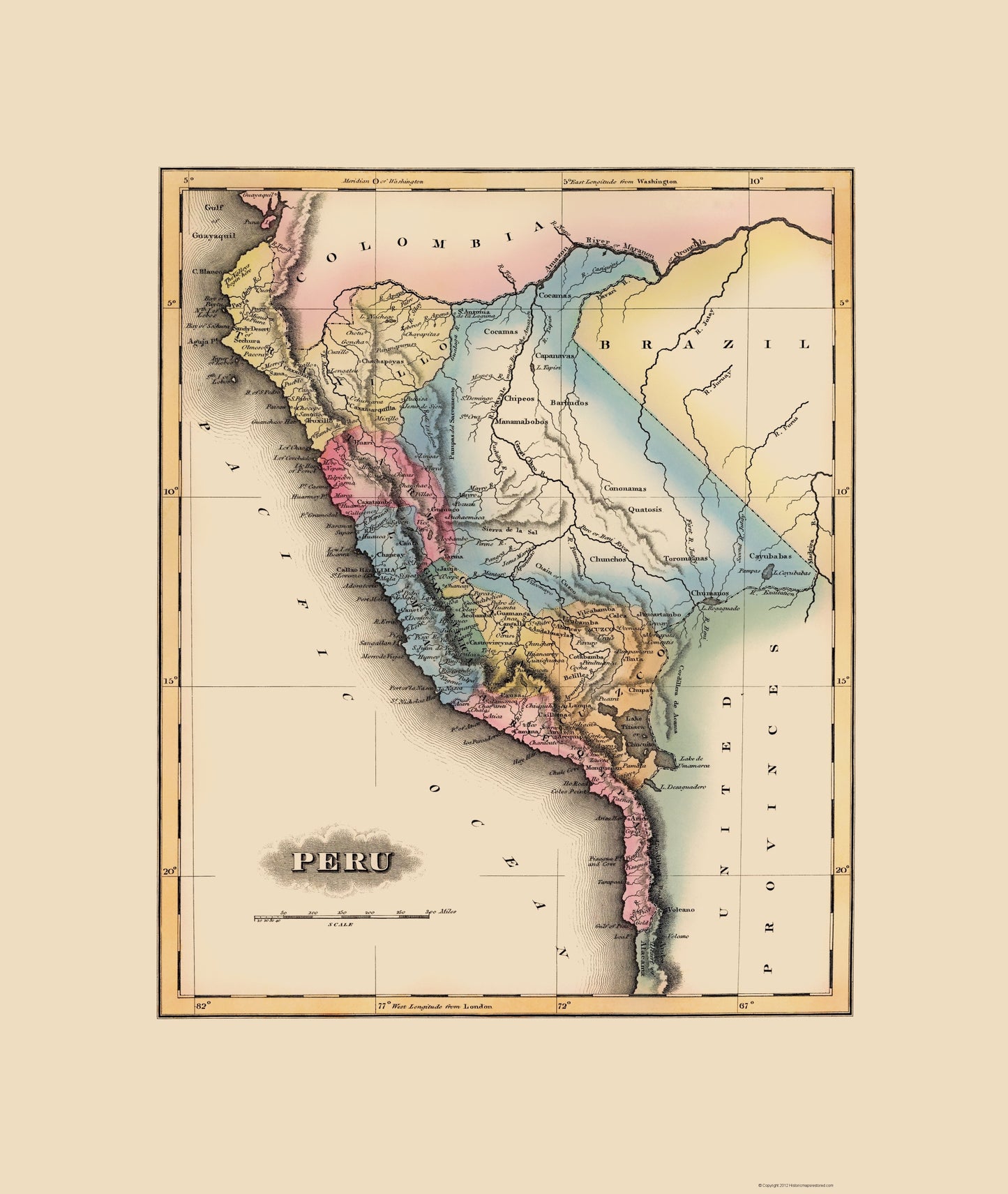 Historic Map - Peru - Lucas 1823 - 23 x 27.24 - Vintage Wall Art