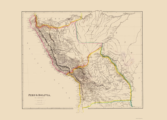 Historic Map - Peru Bolivia - Arrowsmith 1844 - 23 x 31.95 - Vintage Wall Art