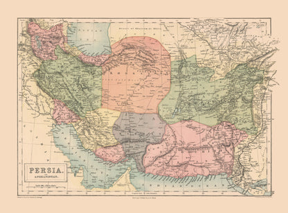 Historic Map - Persia Afghanistan - Black 1867 - 31.14 x 23 - Vintage Wall Art