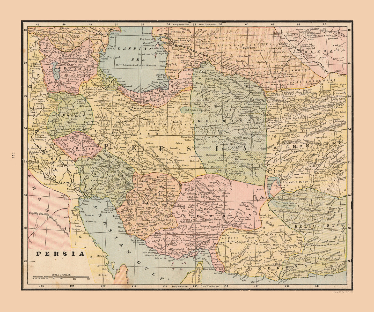 Historic Map - Persia - Cram 1888 - 27.56 x 23 - Vintage Wall Art