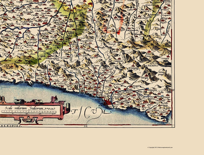 Historic Map - Piedmont Region Italy - Ortelius 1592 - 23 x 30.27 - Vintage Wall Art