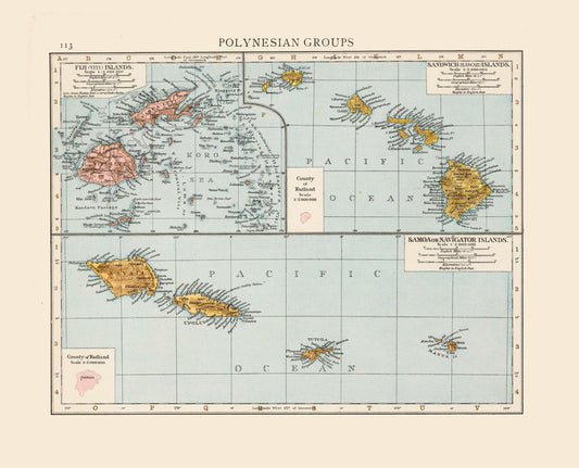 Historic Map - Polynesian Islands Oceania - 28.46 x 23 - Vintage Wall Art