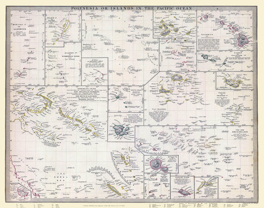 Historic Map - Polynesian Islands - Chapman 1840 - 29.13 x 23 - Vintage Wall Art