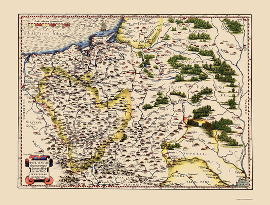 Historic Map - Eastern Europe Poland - Ortelius 1587 - 23 x 30.31 - Vintage Wall Art