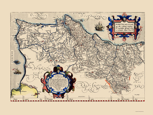 Historic Map - Portugal - Ortelius 1570 - 23 x 30.54 - Vintage Wall Art