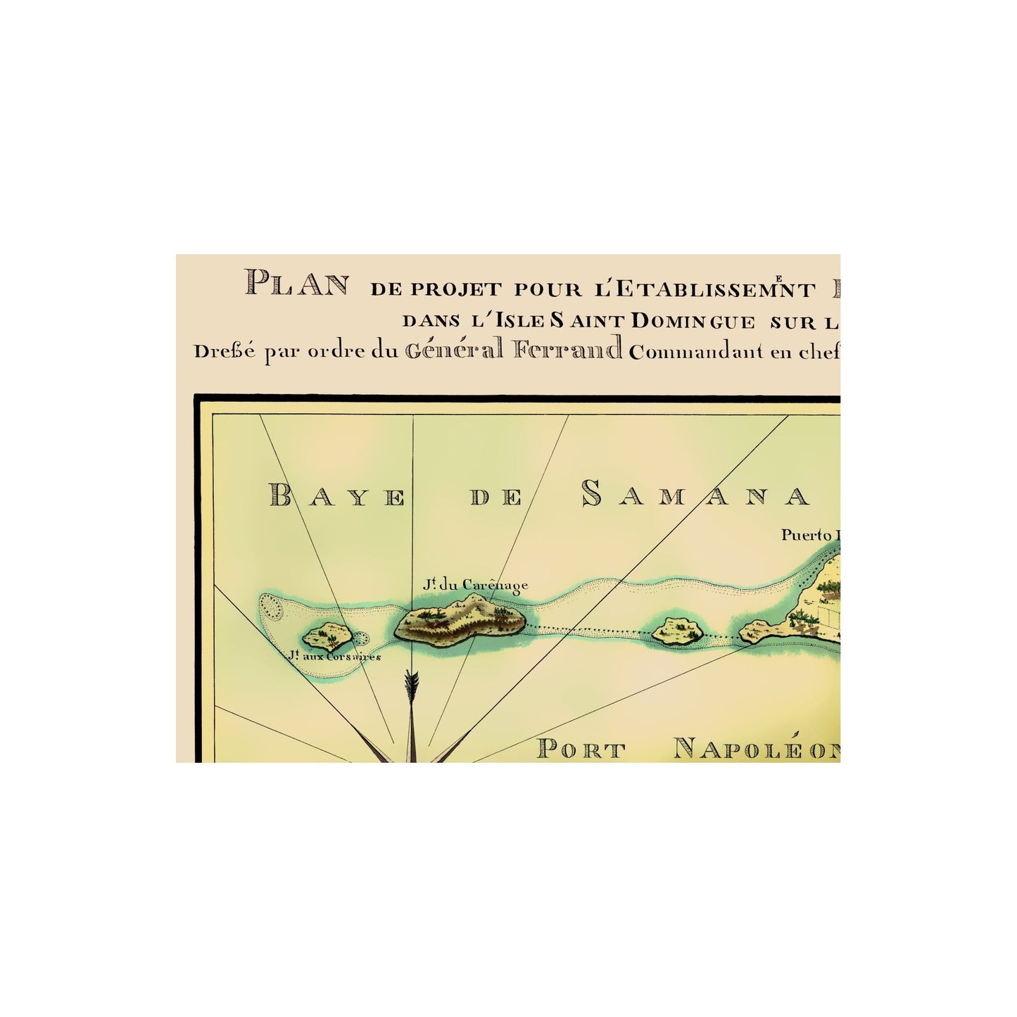 Historic Map - Port Napoleon Dominican Republic - Bron 1807 - 23 x 30 - Vintage Wall Art