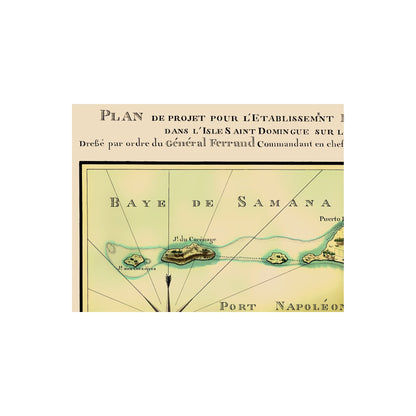 Historic Map - Port Napoleon Dominican Republic - Bron 1807 - 23 x 30 - Vintage Wall Art