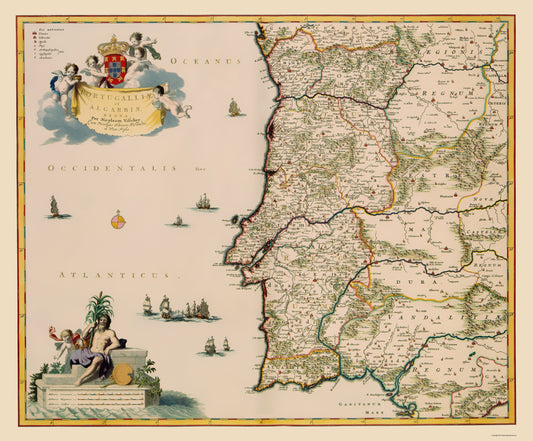 Historic Map - Portugal - Visscher 1681 - 23 x 27.78 - Vintage Wall Art