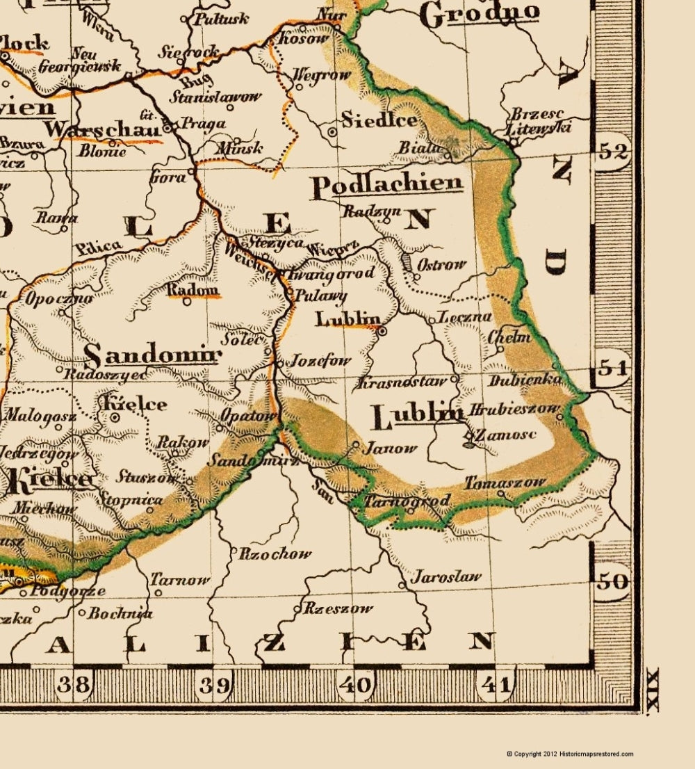 Historic Map - Prussia Poland - Stieler 1852 - 23 x 25.44 - Vintage Wall Art
