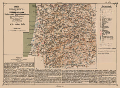 Historic Map - Beira Alta Portugal - Valverde 1880 - 31.45 x 23 - Vintage Wall Art