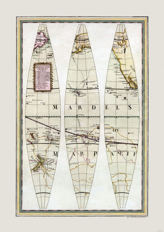 Historic Nautical Map - Pacific Ocean - Cassini 1790 - 23 x 32.46 - Vintage Wall Art