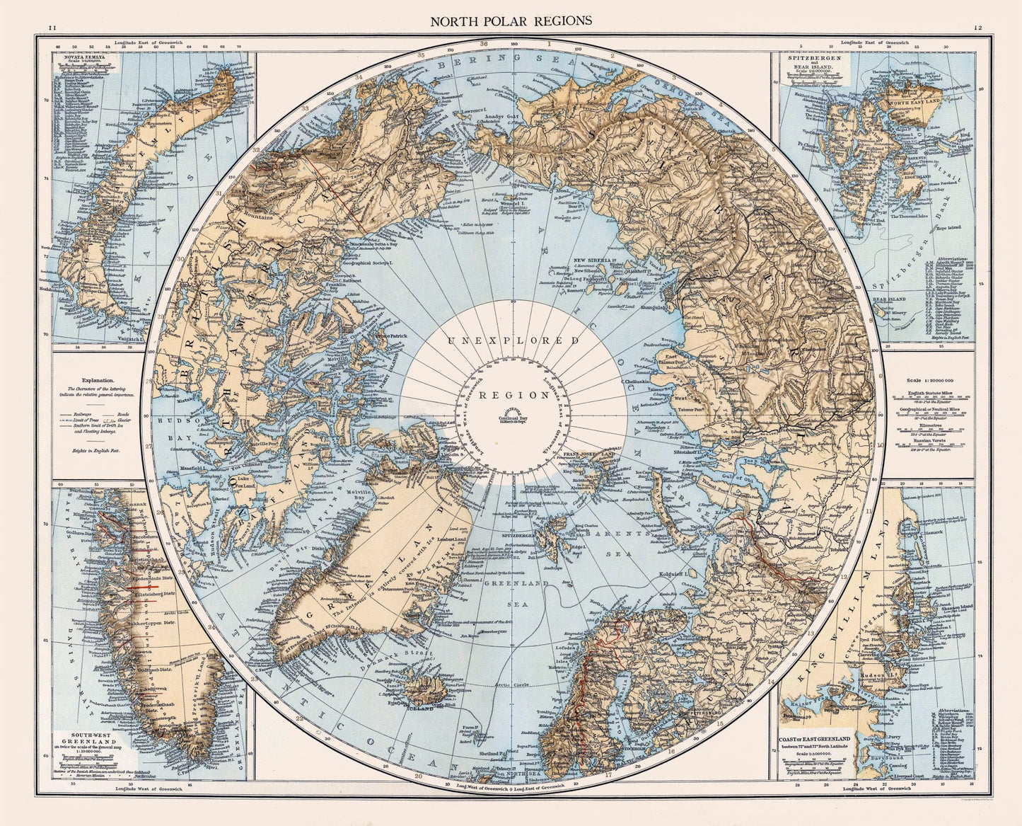 Historic Map - North Polar Regions - Andree 1905 - 28.48 x 23 - Vintage Wall Art