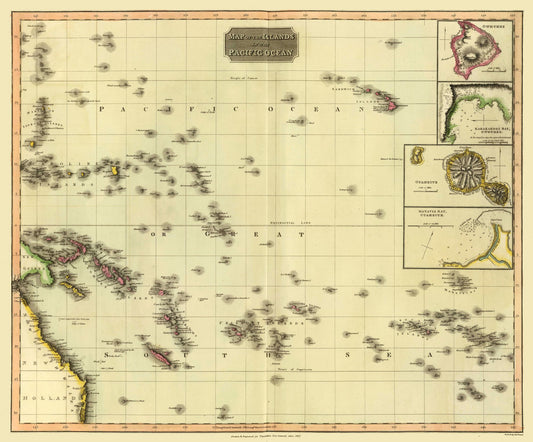 Historic Map - Pacific Ocean Islands - Thomson 1817 - 27.75 x 23 - Vintage Wall Art