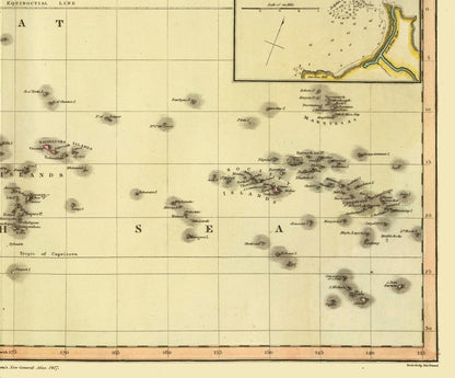 Historic Map - Pacific Ocean Islands - Thomson 1817 - 27.75 x 23 - Vintage Wall Art