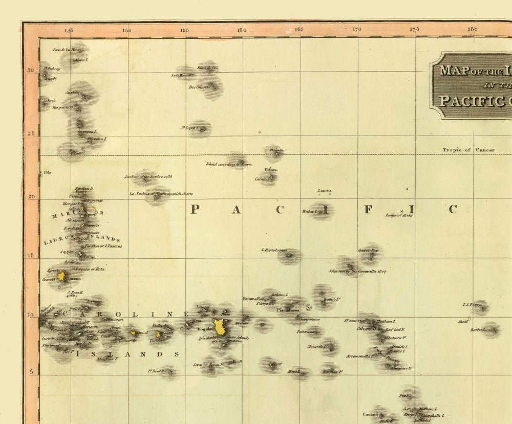 Historic Map - Pacific Ocean Islands - Thomson 1817 - 27.75 x 23 - Vintage Wall Art