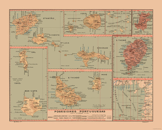 Historic Map - Portuguese Possessions 1903 - Martine 1904 - 28.53 x 23 - Vintage Wall Art