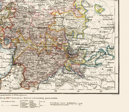 Historic Map - Hannover Germany - Radefeld 1851 - 23 x 26.53 - Vintage Wall Art