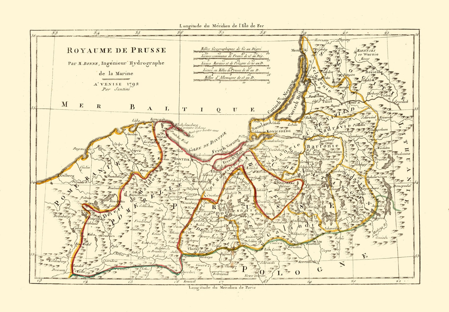 Historic Map - Prussia Kingdom - Santini 1794 - 33.09 x 23 - Vintage Wall Art