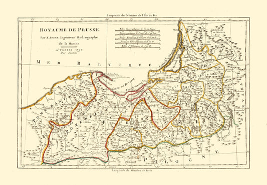 Historic Map - Prussia Kingdom - Santini 1794 - 33.09 x 23 - Vintage Wall Art