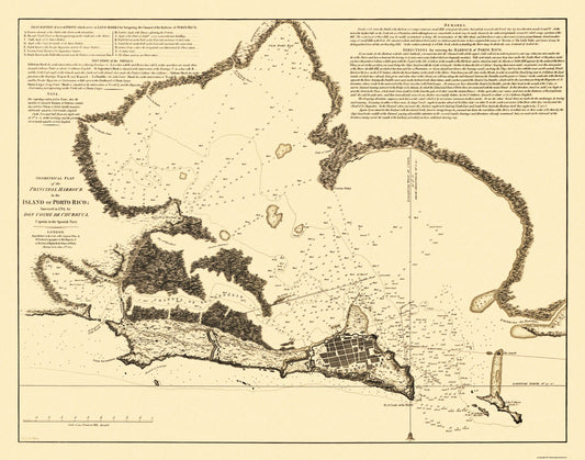 Historic Map - Principal Harbour Puerto Rico - Churruca 1805 - 29 x 23 - Vintage Wall Art