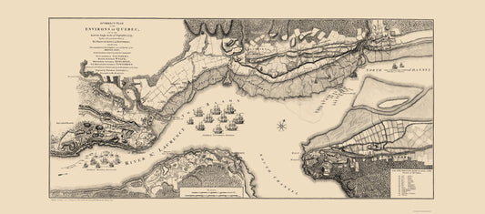 Historic War Map - Quebec French War - Jefferys 1759 - 23 x 52 - Vintage Wall Art