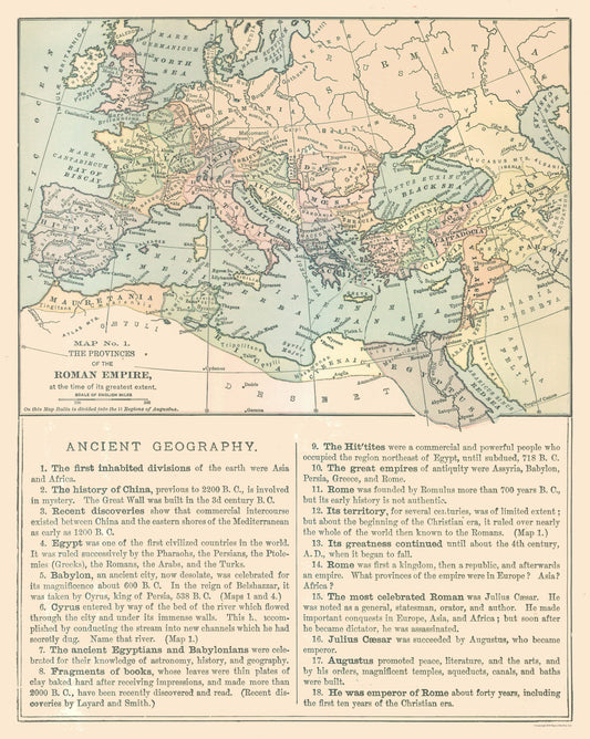 Historic Map - Roman Empire - Monteith 1882 - 23 x 28.83 - Vintage Wall Art