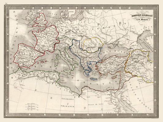 Historic Map - Roman Empire - Monin 1839 - 27.26 x 23 - Vintage Wall Art