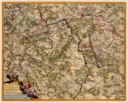 Historic Map - Rhine Region Germany - Visscher 1681 - 23 x 28.49 - Vintage Wall Art