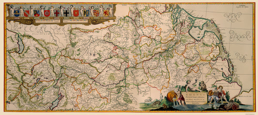 Historic Map - Germany Rhine River Valley - Jansson 1635 - 23 x 51.41 - Vintage Wall Art