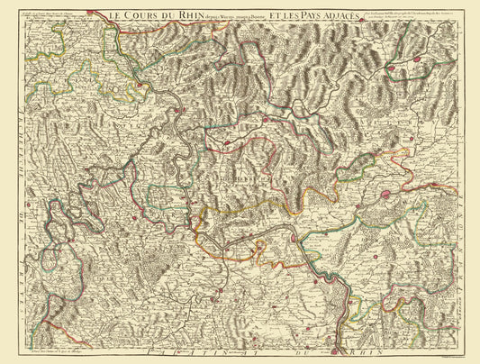 Historic Map - Germany Rhine River Basin - Covens 1787 - 23 x 30.32 - Vintage Wall Art