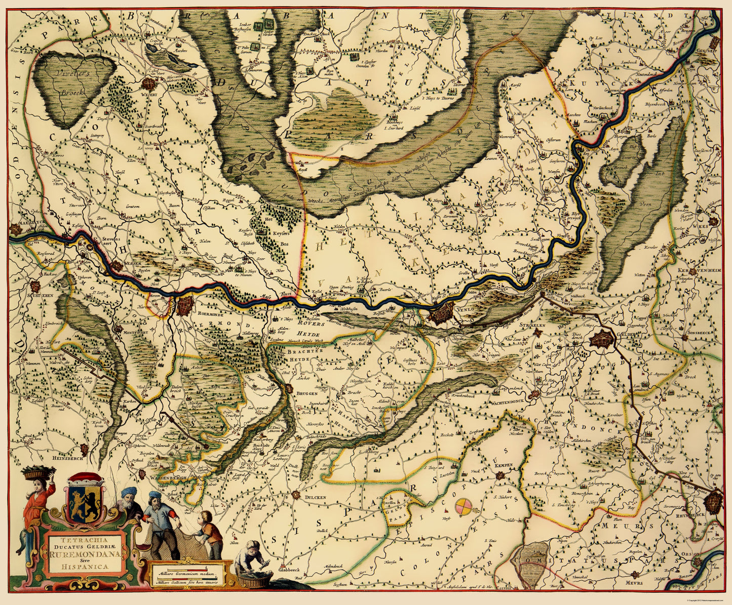 Historic Map - Roermond Netherlands - De Wit 1688 - 23 x 27.81 - Vintage Wall Art