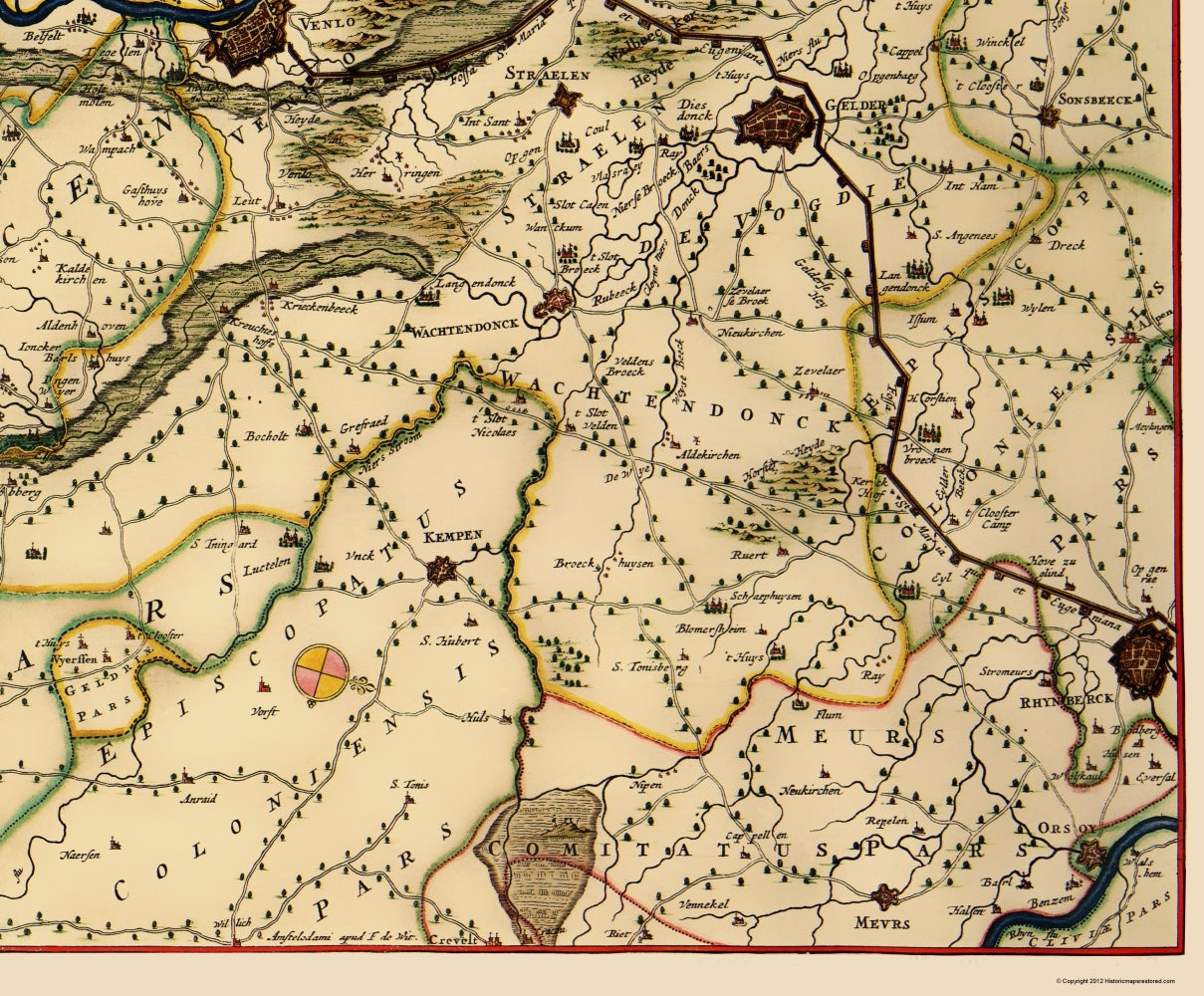 Historic Map - Roermond Netherlands - De Wit 1688 - 23 x 27.81 - Vintage Wall Art