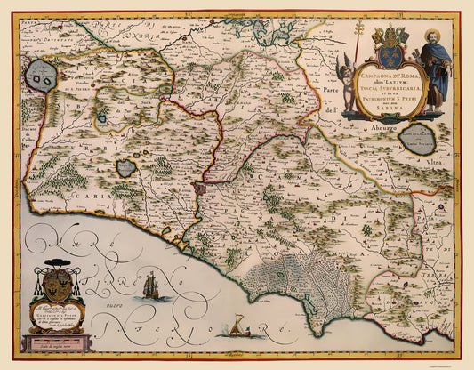 Historic Map - Rome Province Italy - Blaeu 1640 - 23 x 29.46 - Vintage Wall Art