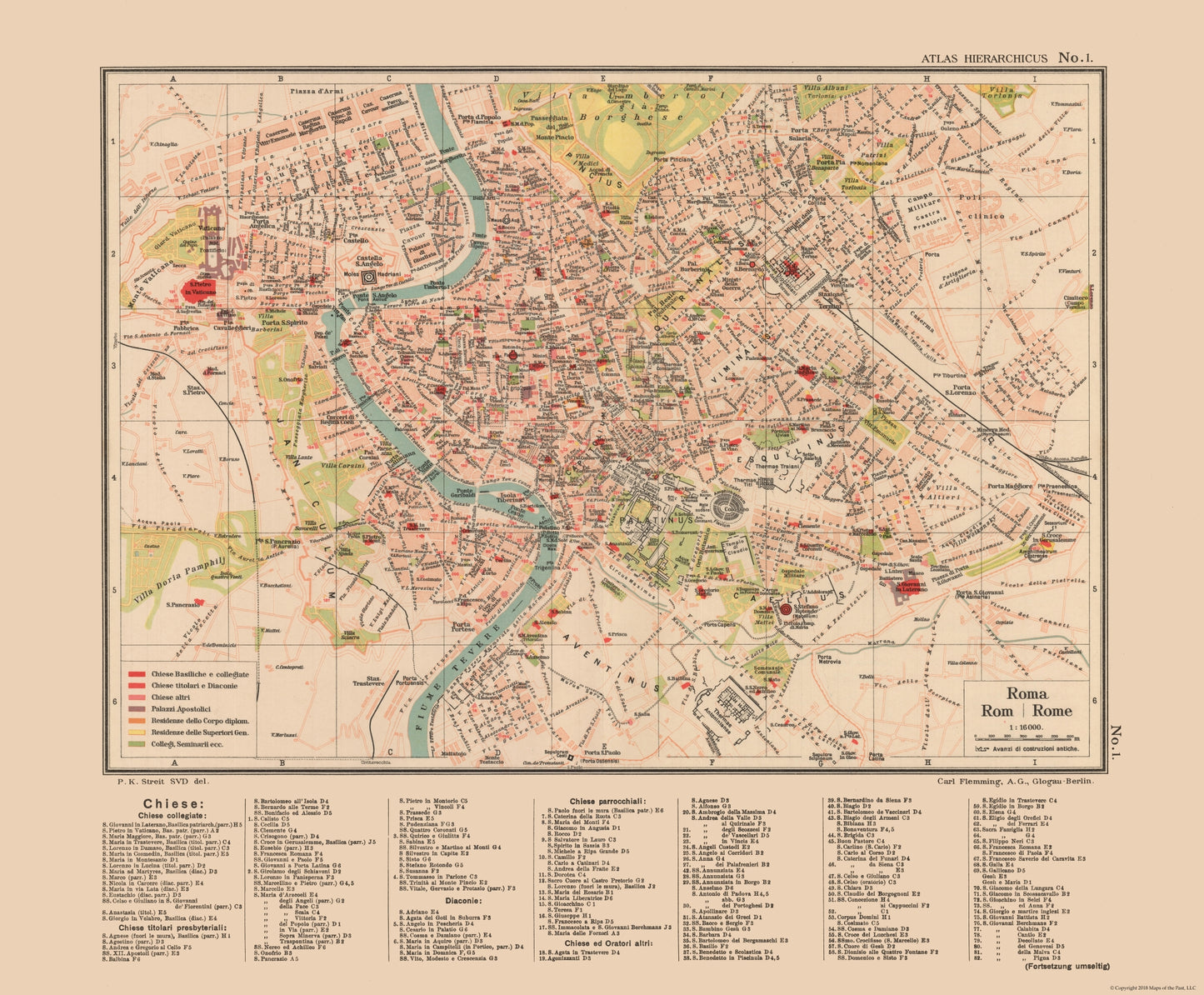 Historic Map - Rome Italy - Streit 1913 - 27.84 x 23 - Vintage Wall Art