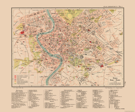 Historic Map - Rome Italy - Streit 1913 - 27.84 x 23 - Vintage Wall Art