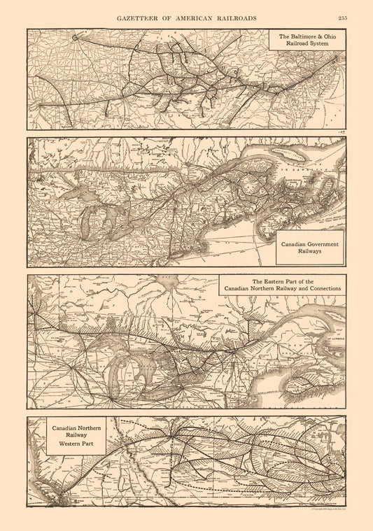 Railroad Map - Baltimore Ohio Canada - Railroad - Reynold 1921 - 23 x 32.78 - Vintage Wall Art