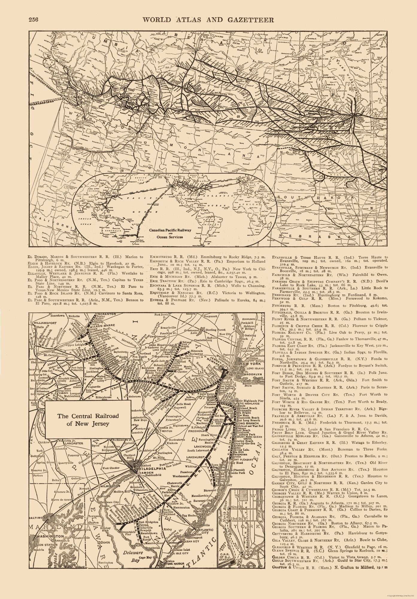 Railroad Map - Central New Jersey Canadian Pacific - Reynold 1921 - 23 x 33.02 - Vintage Wall Art