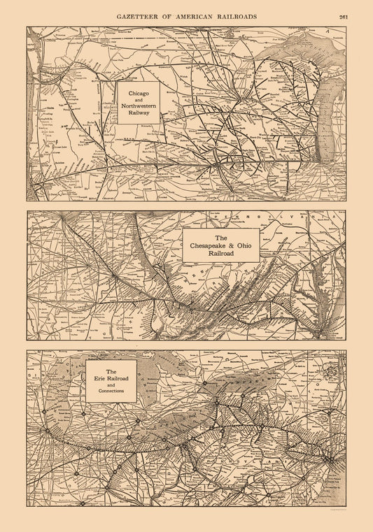 Railroad Map - Chicago Chesapeake Erie Ohio - Railroad - Reynold 1921 - 23 x 32.84 - Vintage Wall Art