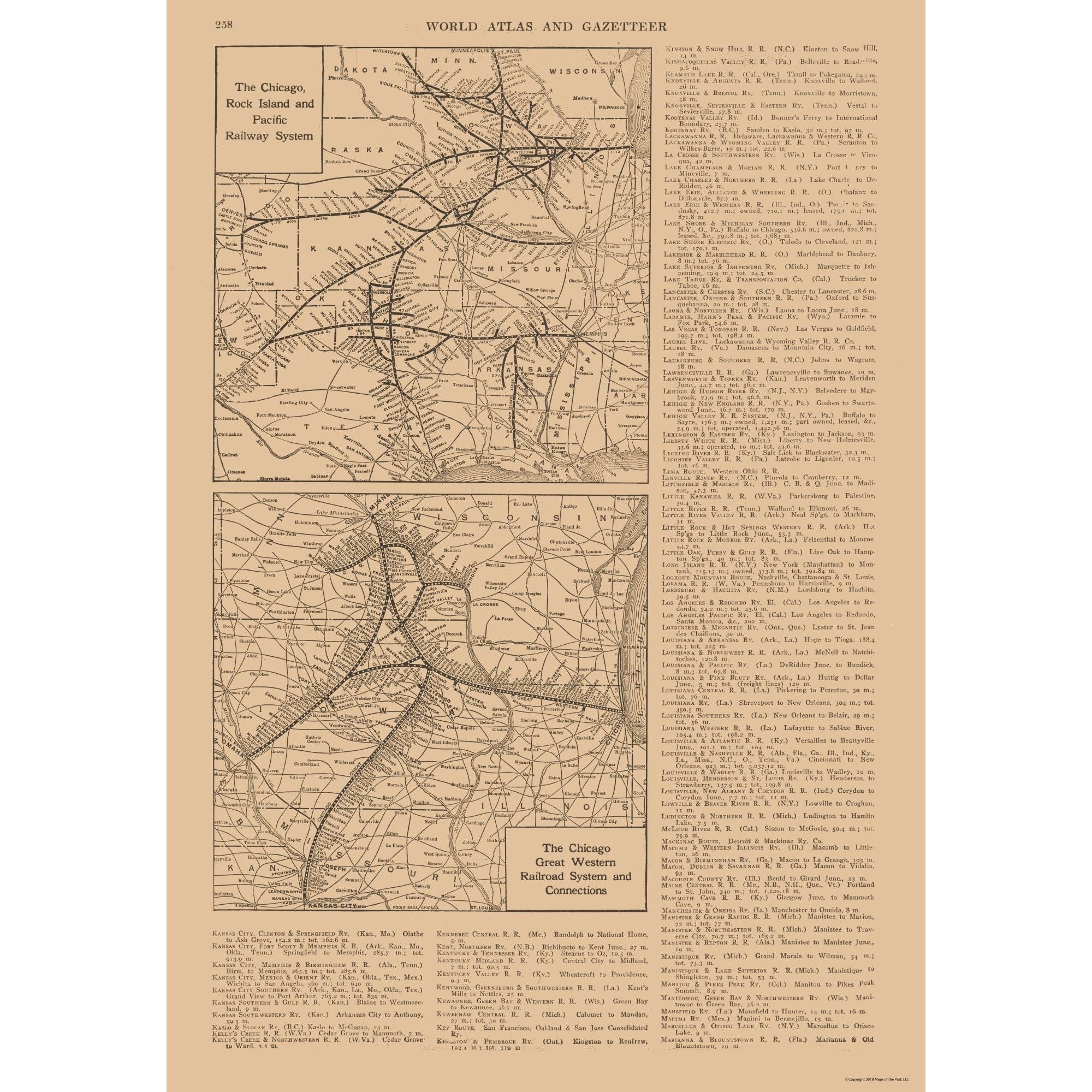 Railroad Map - Chicago Rock Island Pacific - Railroad - Reynold 1921 ...