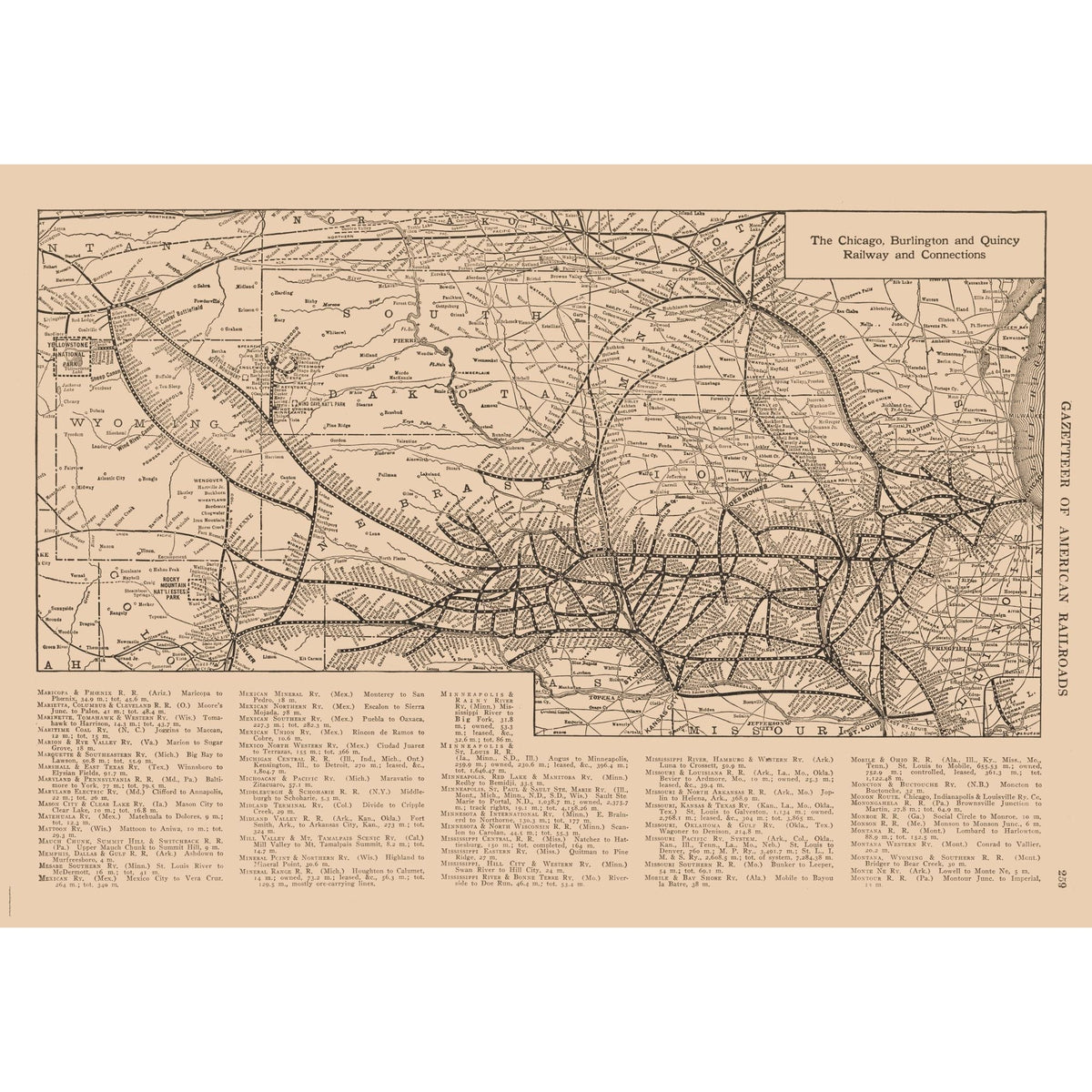 Railroad Map - Chicago Burlington Quincy - Railroad - Reynold 1921 ...