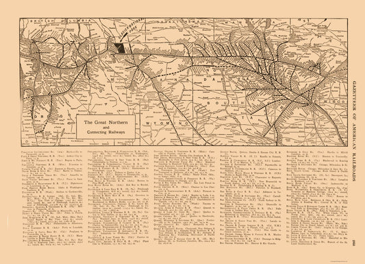 Railroad Map - Great Northern Railroad - Reynold 1921 - 31.88 x 23 - Vintage Wall Art