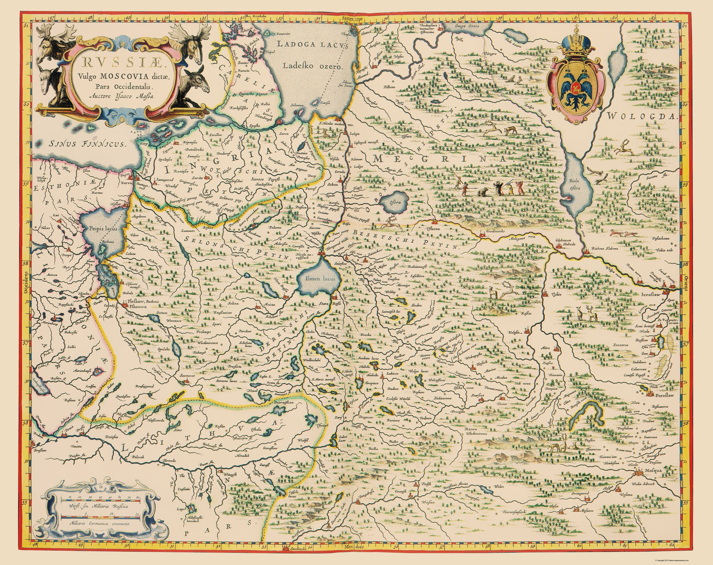 Historic Map - Russia European - Blaeu 1638 - 23 x 29.04 - Vintage Wall Art