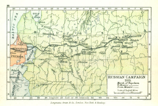 Historic Map - Russia Campaign 1812 - Gardiner 1902 - 34.23 x 23 - Vintage Wall Art